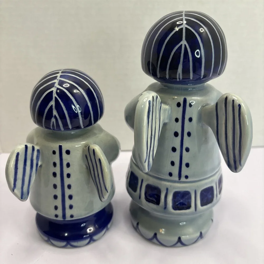 Pair Of Gzhel Russia Blue & White Porcelain Angel Candle Holder 5